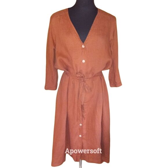 Linen Shirt Dress (0411) - Picture 2 of 12